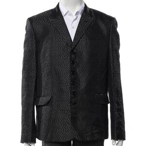 Saint Laurent Black and White Silk Blazer Men's 54 NWT